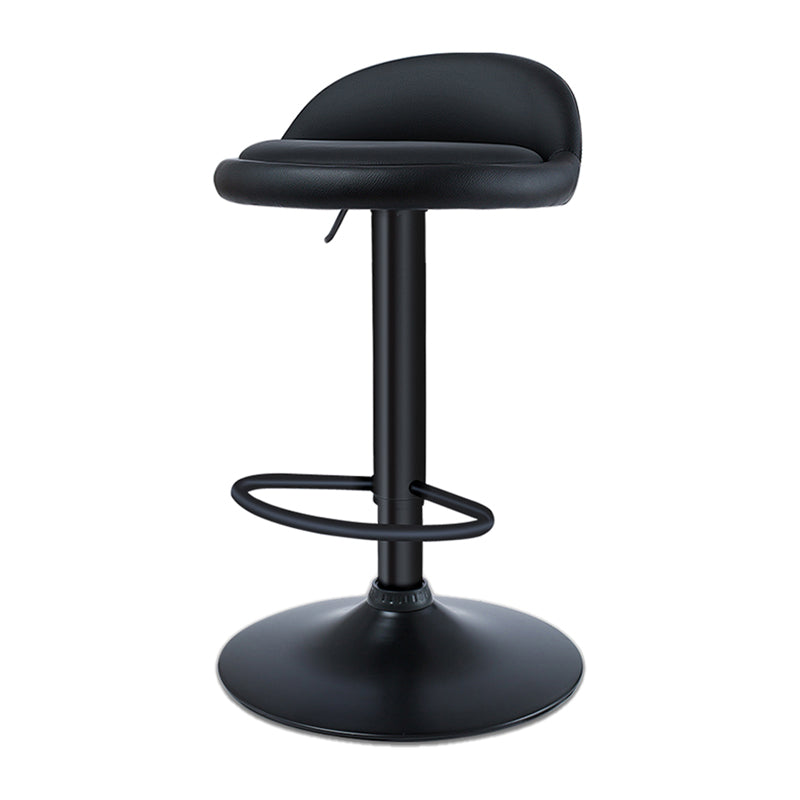 Black Modern Metal Bar Stool Adjustable Footrest Low Back Indoor Stool