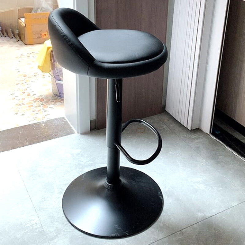 Black Modern Metal Bar Stool Adjustable Footrest Low Back Indoor Stool