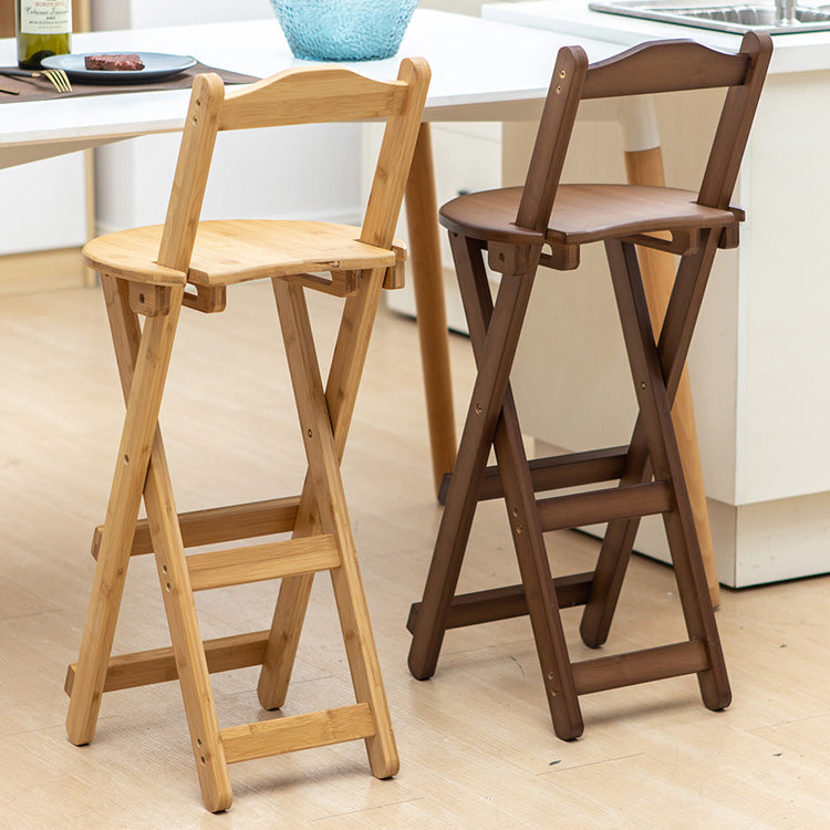 Modern Folding Armless Counter Stool Wood Living Room Bar Stool with Footrest