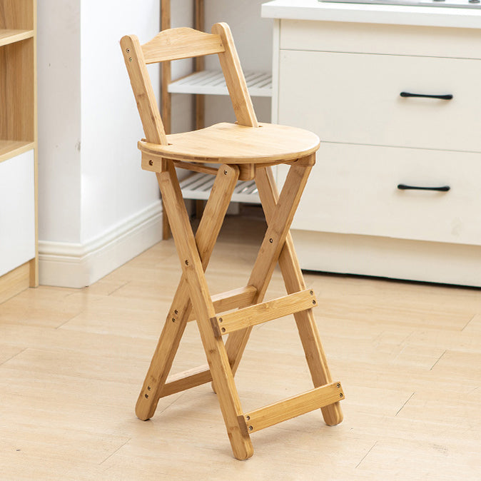 Modern Folding Armless Counter Stool Wood Living Room Bar Stool with Footrest