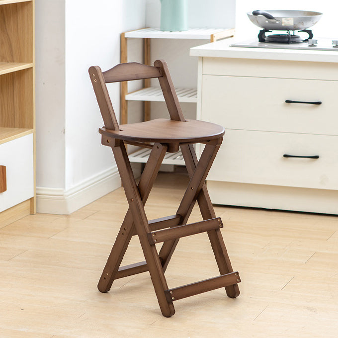 Modern Folding Armless Counter Stool Wood Living Room Bar Stool with Footrest