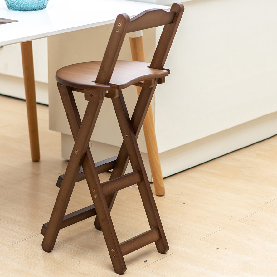 Modern Folding Armless Counter Stool Wood Living Room Bar Stool with Footrest