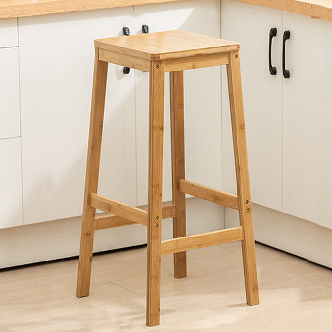 Modern Folding Armless Counter Stool Wood Living Room Bar Stool with Footrest
