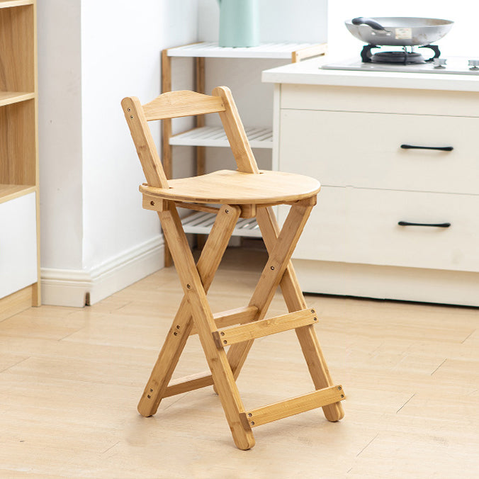 Modern Folding Armless Counter Stool Wood Living Room Bar Stool with Footrest