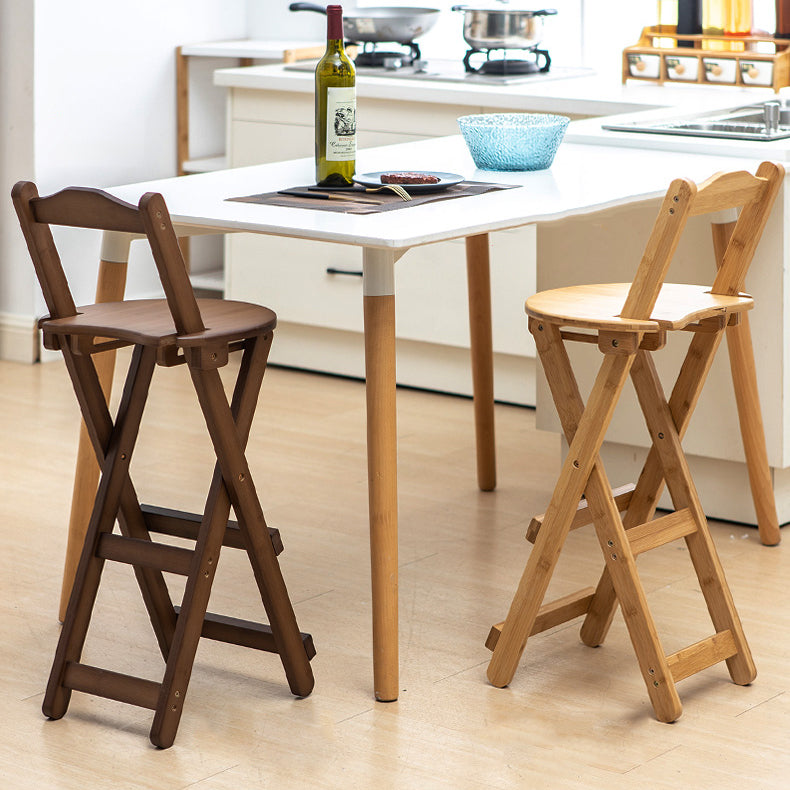 Modern Folding Armless Counter Stool Wood Living Room Bar Stool with Footrest