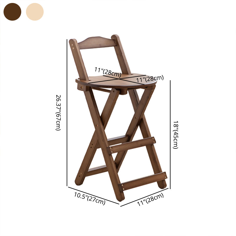 Modern Folding Armless Counter Stool Wood Living Room Bar Stool with Footrest