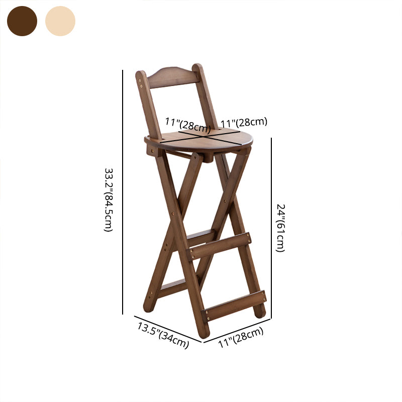 Modern Folding Armless Counter Stool Wood Living Room Bar Stool with Footrest