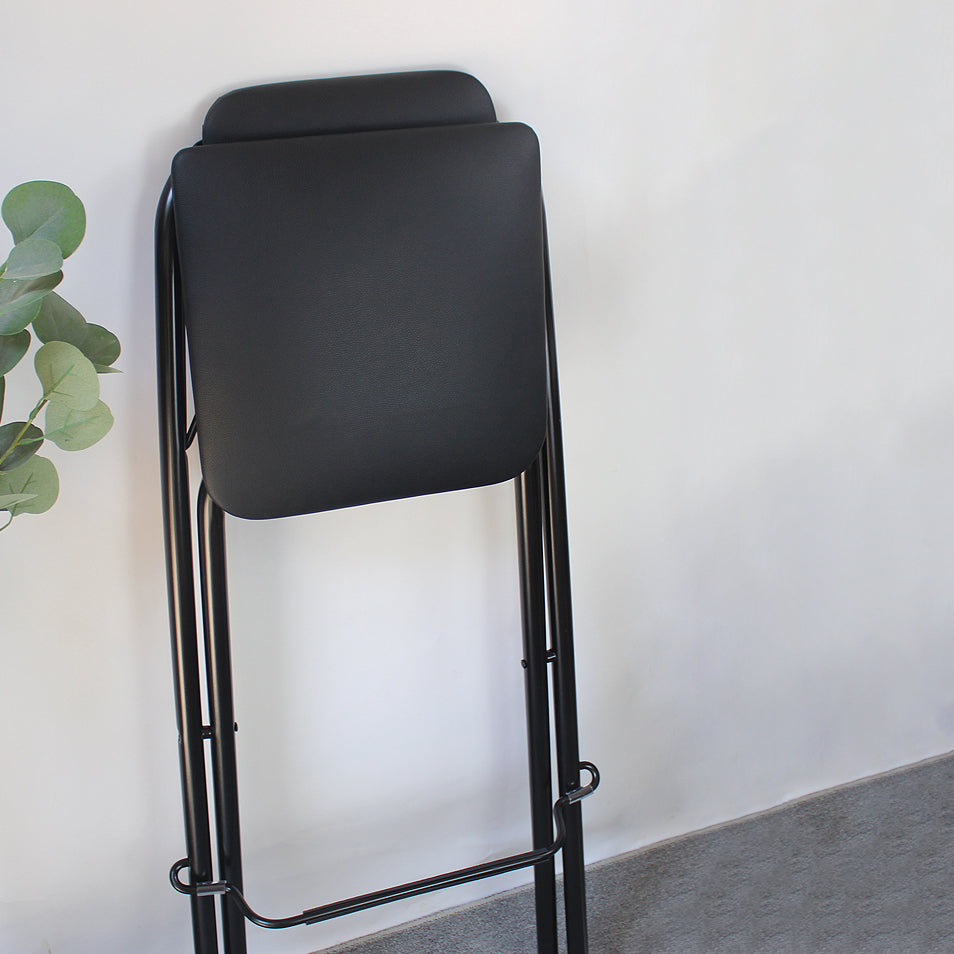 Taburete de bar plegable con respaldo moderno, taburete de bar de hierro para balcón con reposapiés