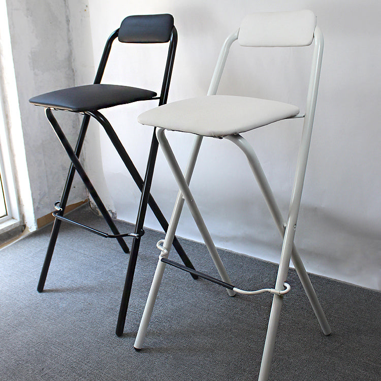 Taburete de bar plegable con respaldo moderno, taburete de bar de hierro para balcón con reposapiés