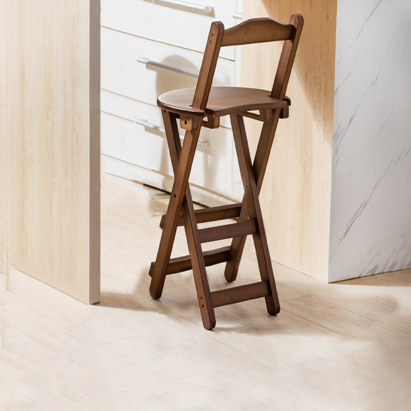 Modern Backrest Folding Counter Stool Wood Restaurant Bar Stool with Footrest