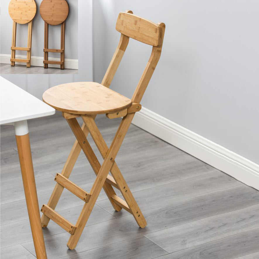 Modern Backrest Folding Counter Stool Wood Restaurant Bar Stool with Footrest