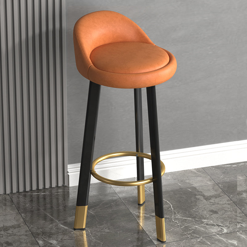 Taburete de bar sin brazos con respaldo moderno, taburete de bar de acero para cajero con cojín y reposapiés
