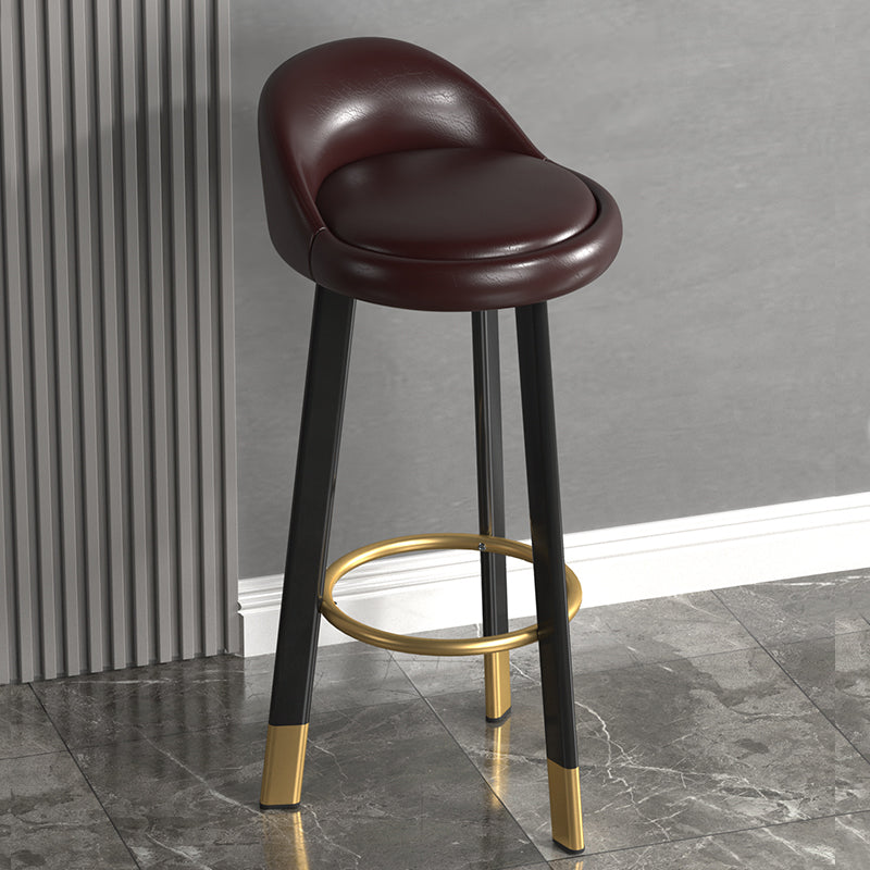 Taburete de bar sin brazos con respaldo moderno, taburete de bar de acero para cajero con cojín y reposapiés
