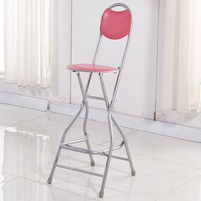 Modern Folding Armless Counter Stool Iron Cashier Bar Stool with Footrest