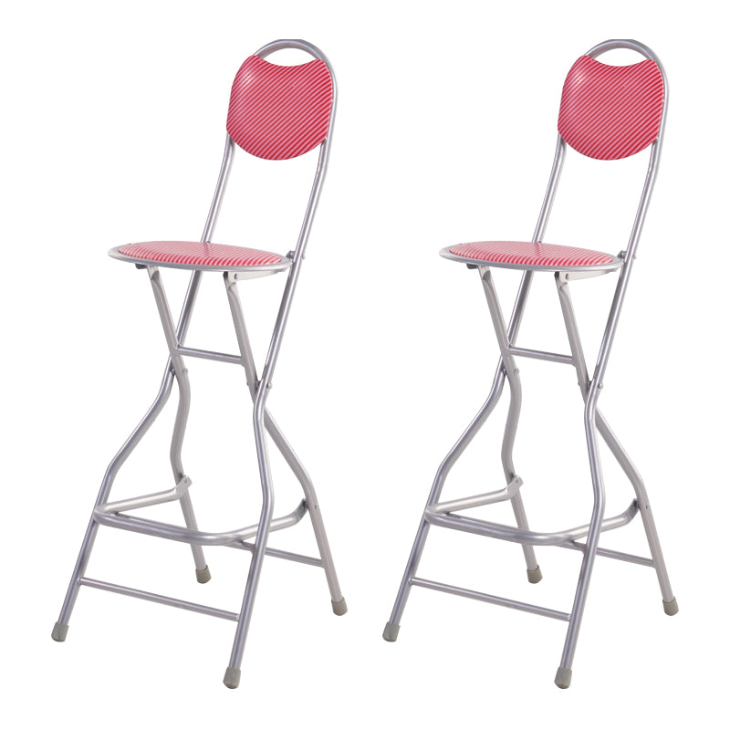 Modern Folding Armless Counter Stool Iron Cashier Bar Stool with Footrest