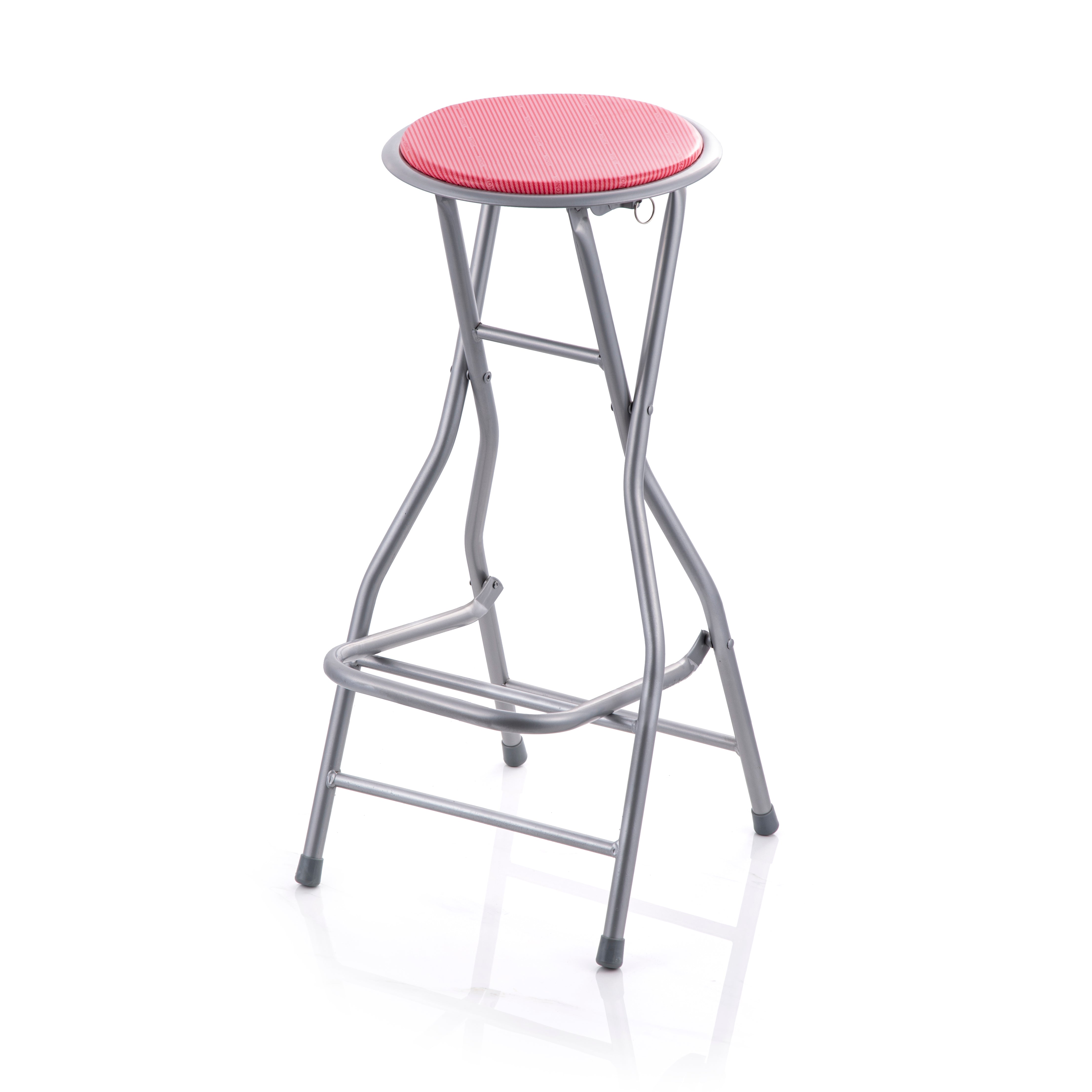 Modern Folding Armless Counter Stool Iron Cashier Bar Stool with Footrest