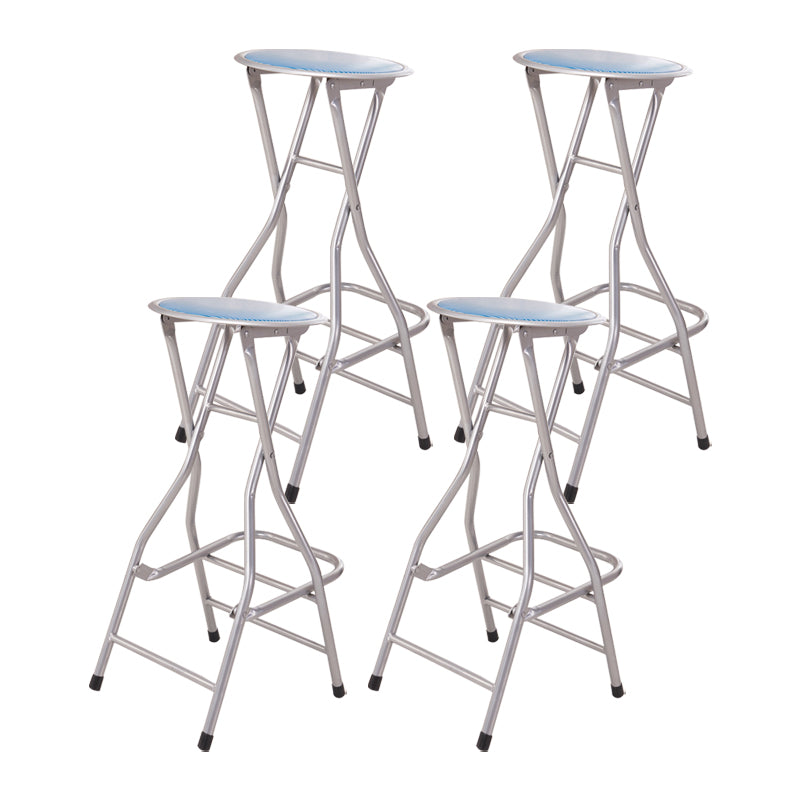 Modern Folding Armless Counter Stool Iron Cashier Bar Stool with Footrest