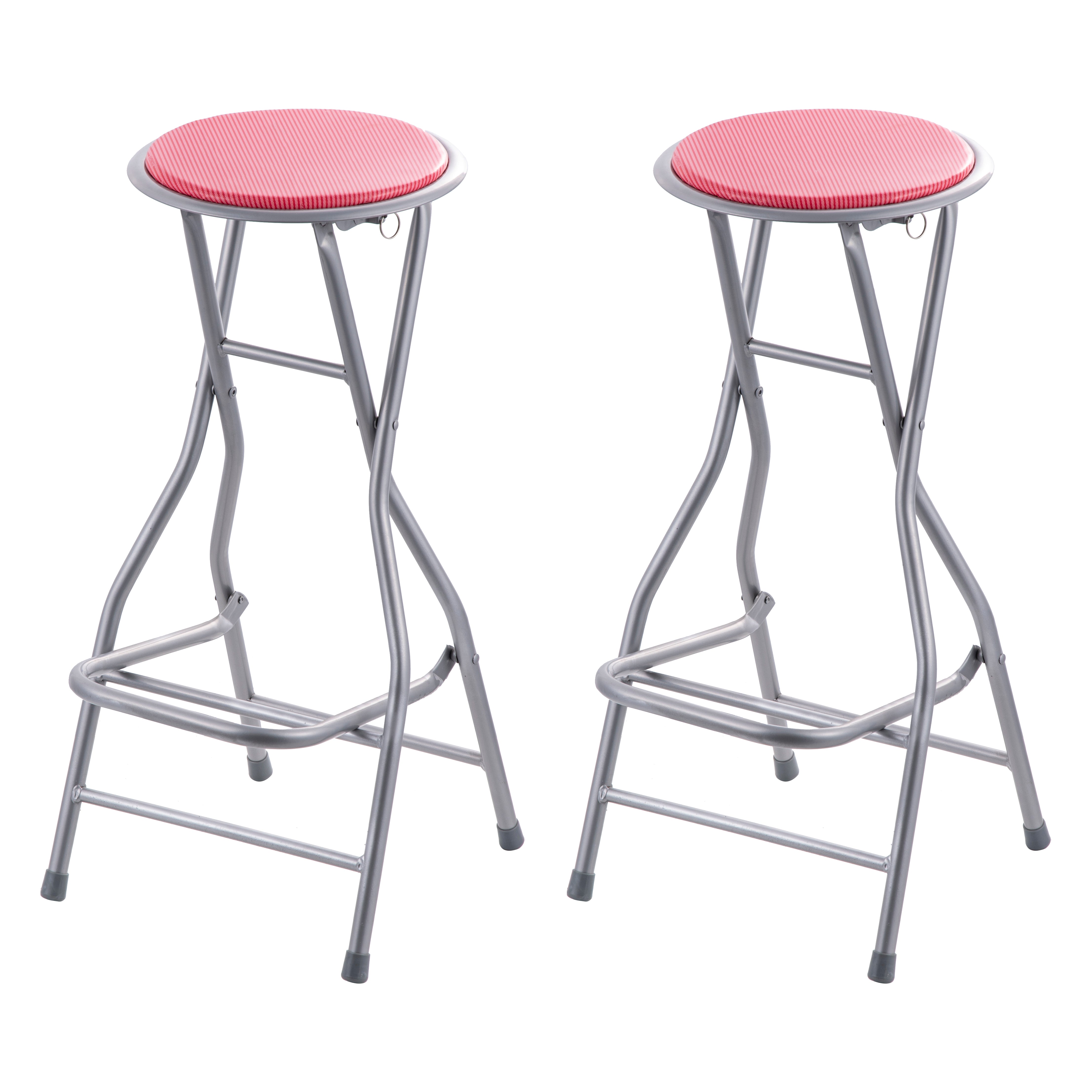 Modern Folding Armless Counter Stool Iron Cashier Bar Stool with Footrest