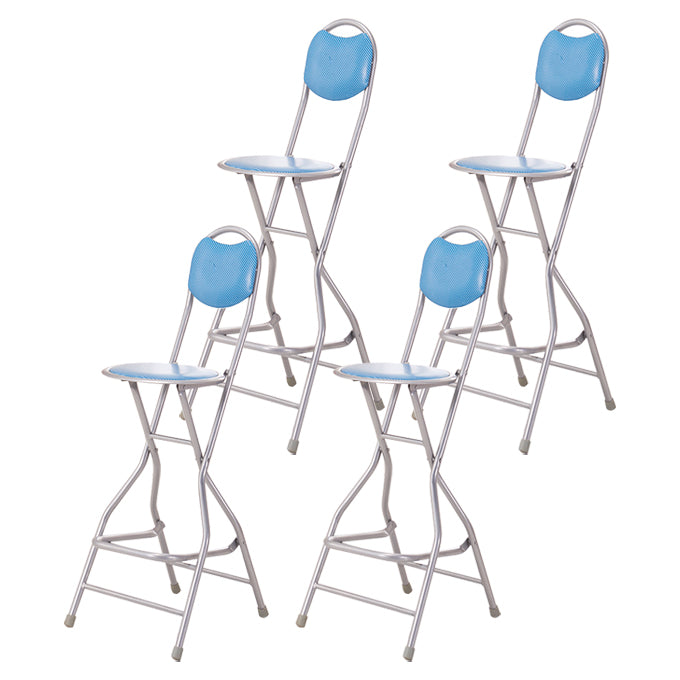 Modern Folding Armless Counter Stool Iron Cashier Bar Stool with Footrest