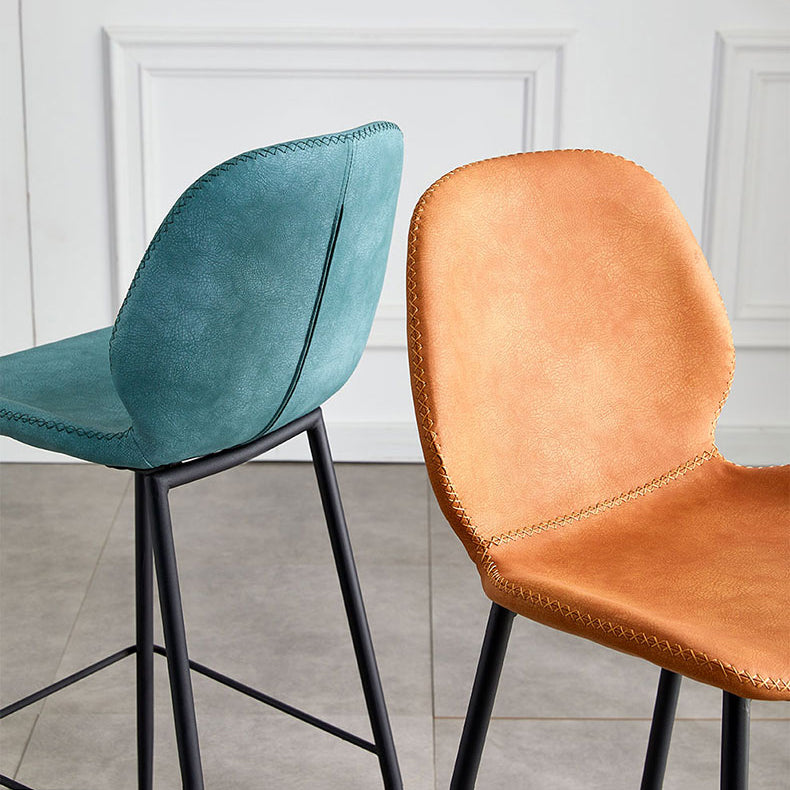 Coffee Shop Bar Stool Leather Armless Modern Distressed Counter Stools