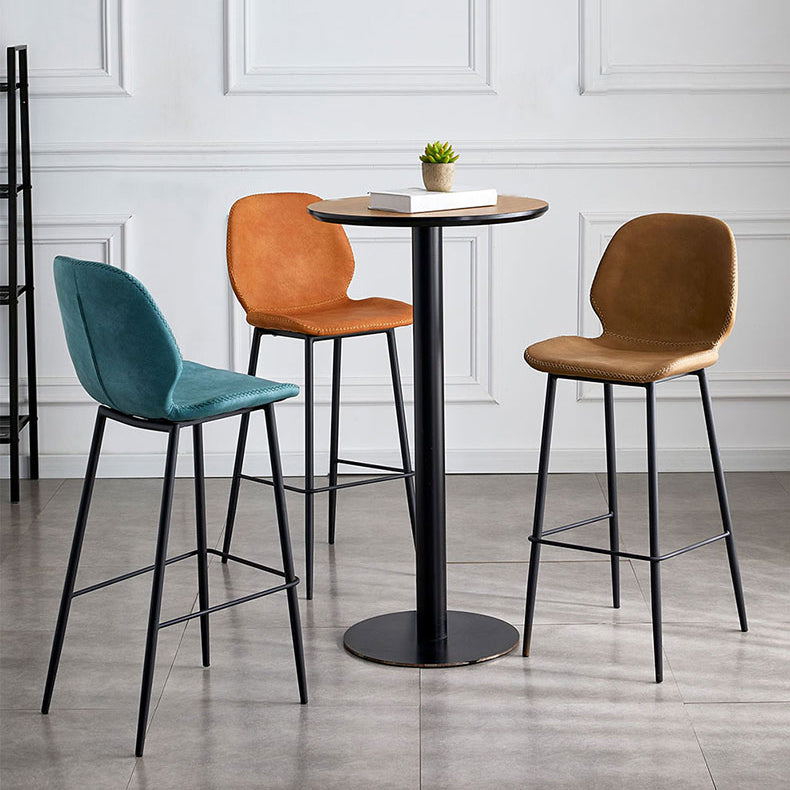 Coffee Shop Bar Stool Leather Armless Modern Distressed Counter Stools