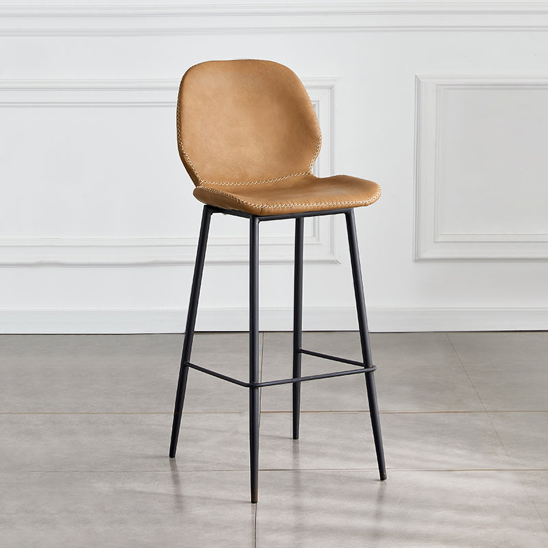 Coffee Shop Bar Stool Leather Armless Modern Distressed Counter Stools