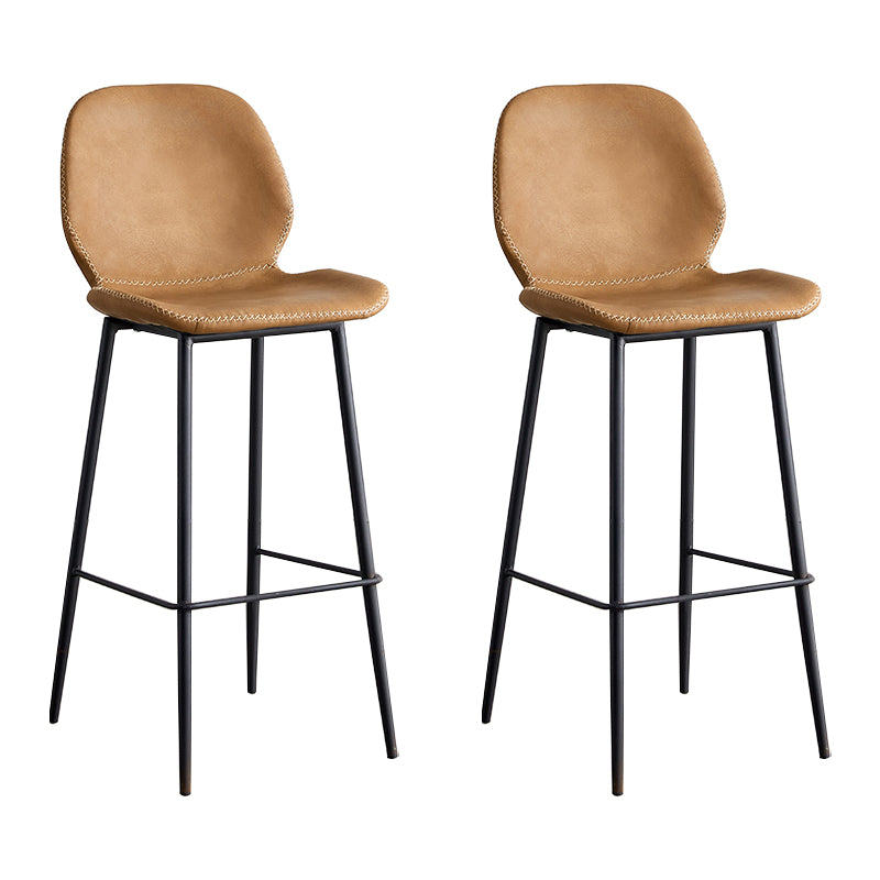 Coffee Shop Bar Stool Leather Armless Modern Distressed Counter Stools