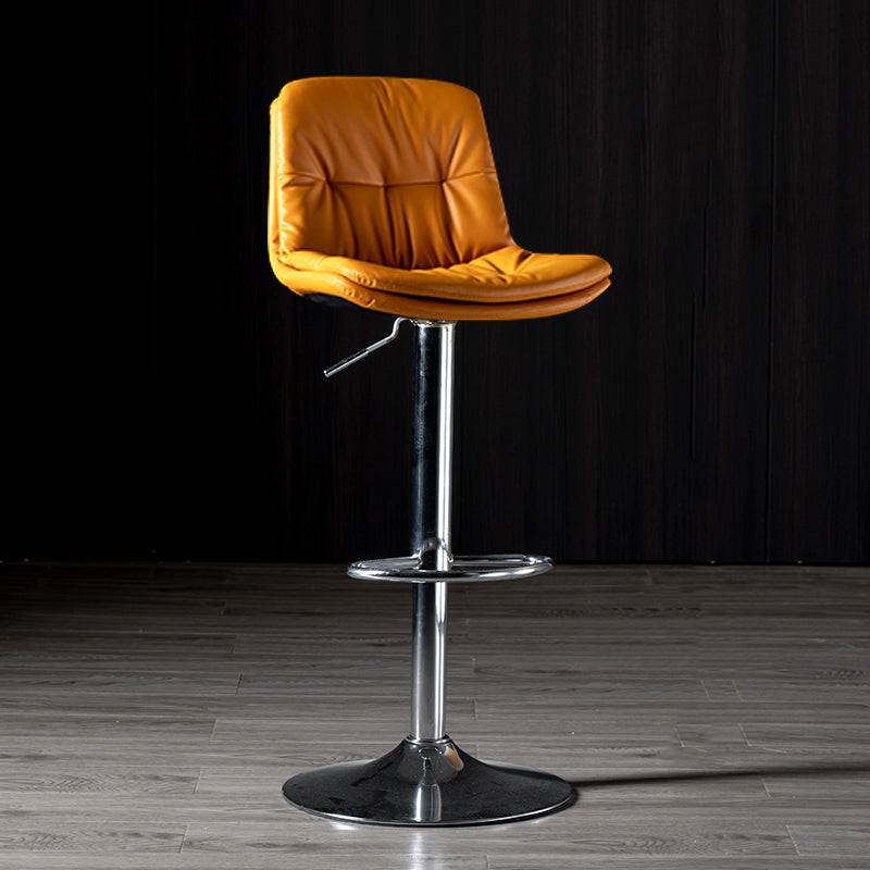 Iron Footrest Bar Stool Low Back Indoor Modern Adjustable Counter-height Stool