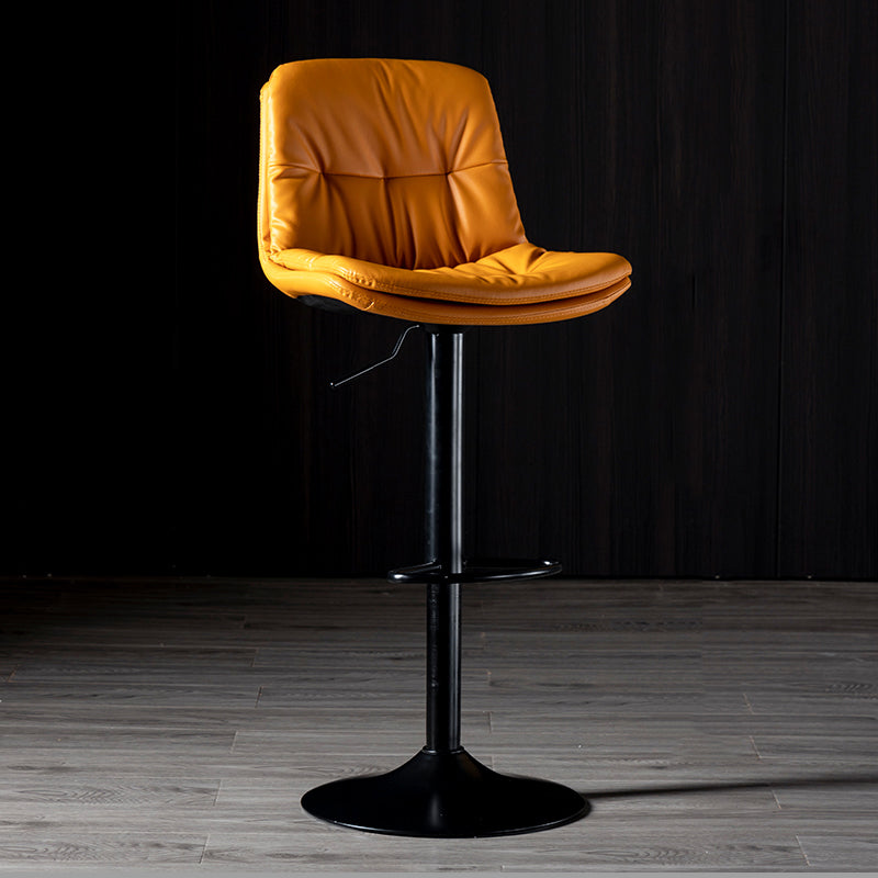 Iron Footrest Bar Stool Low Back Indoor Modern Adjustable Counter-height Stool