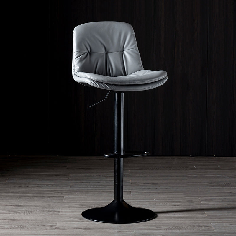 Iron Footrest Bar Stool Low Back Indoor Modern Adjustable Counter-height Stool