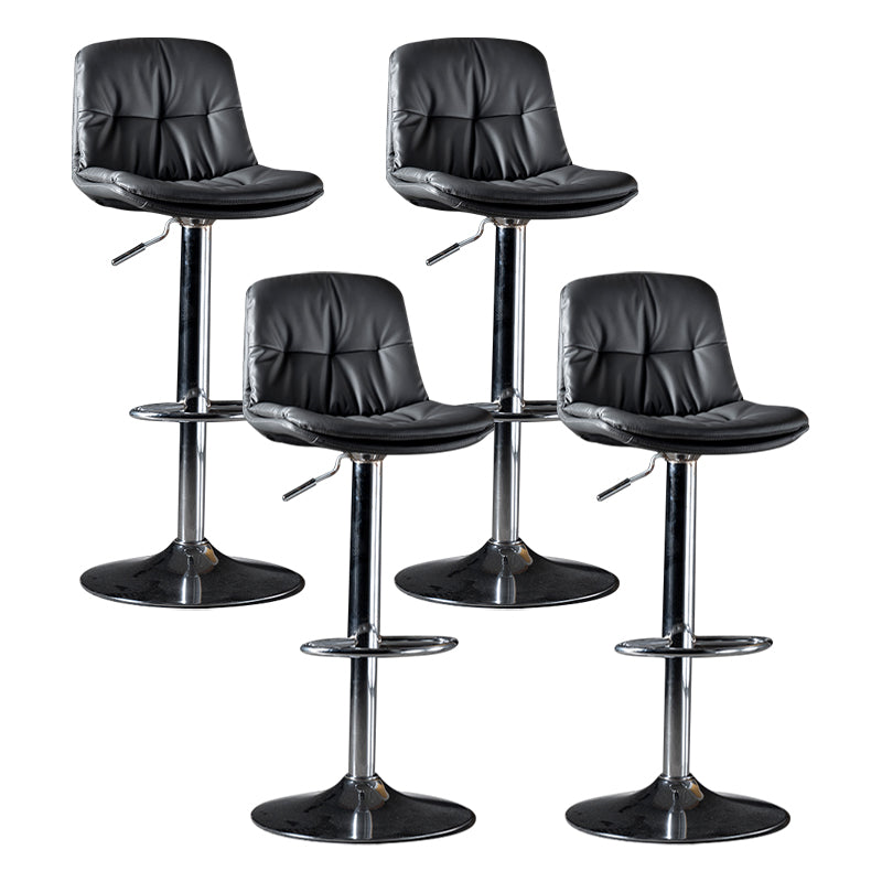 Iron Footrest Bar Stool Low Back Indoor Modern Adjustable Counter-height Stool