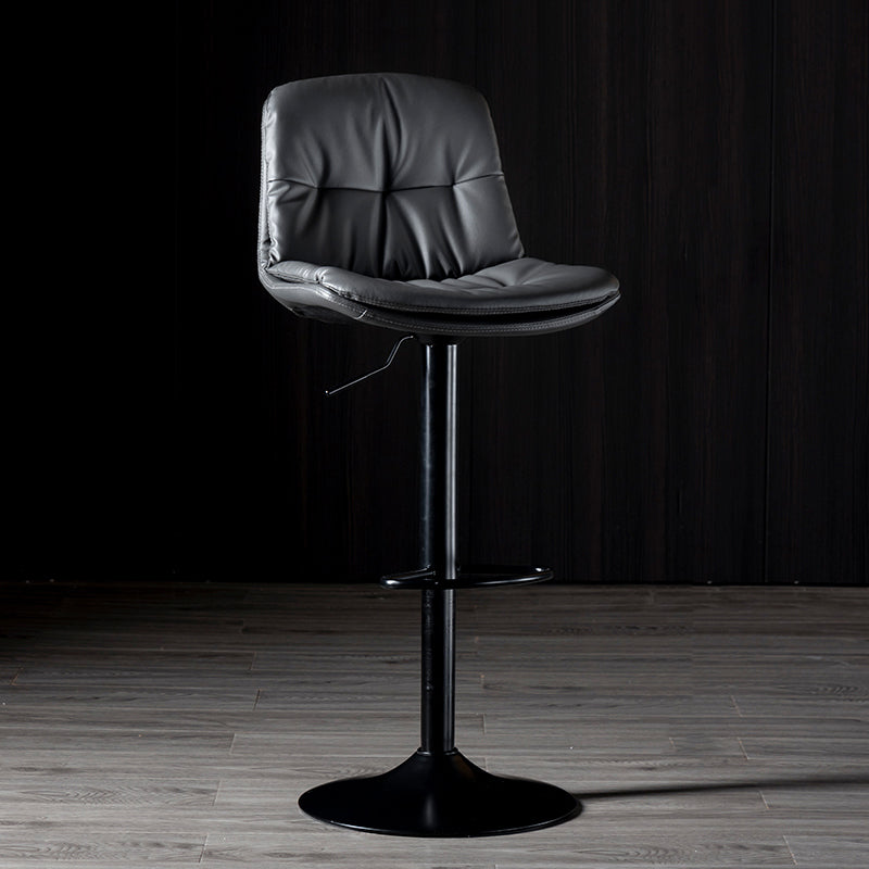 Iron Footrest Bar Stool Low Back Indoor Modern Adjustable Counter-height Stool