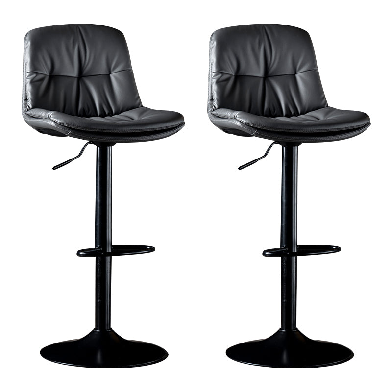 Iron Footrest Bar Stool Low Back Indoor Modern Adjustable Counter-height Stool