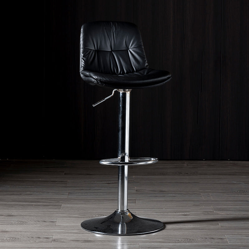 Iron Footrest Bar Stool Low Back Indoor Modern Adjustable Counter-height Stool