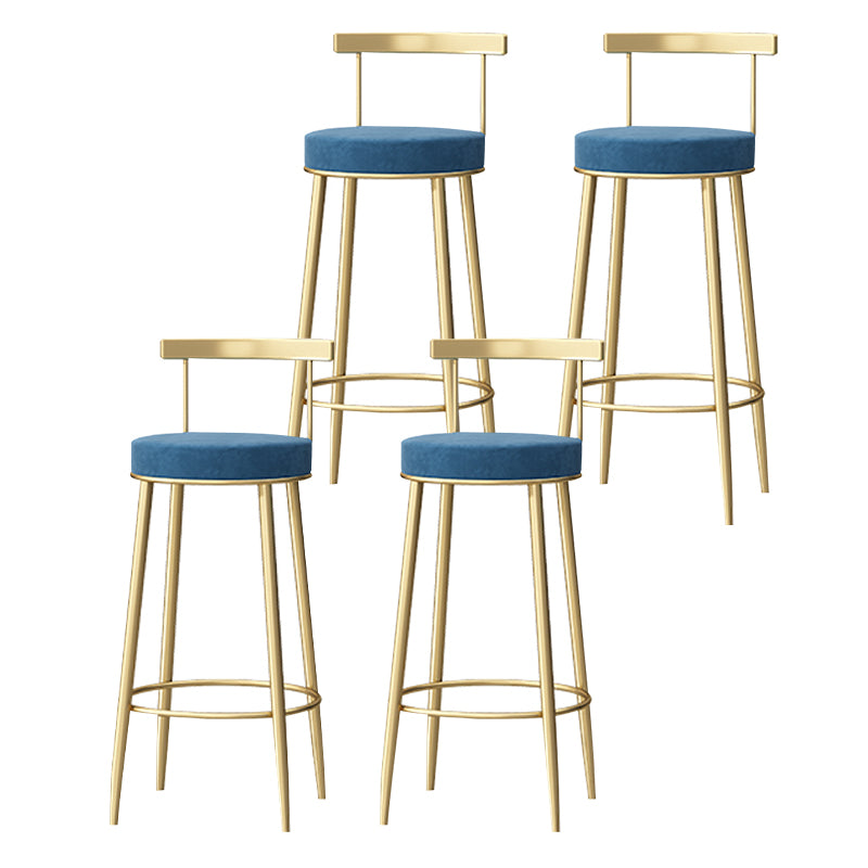 Taburete de bar sin brazos con respaldo Glam, taburete de bar para el hogar de hierro con cojín