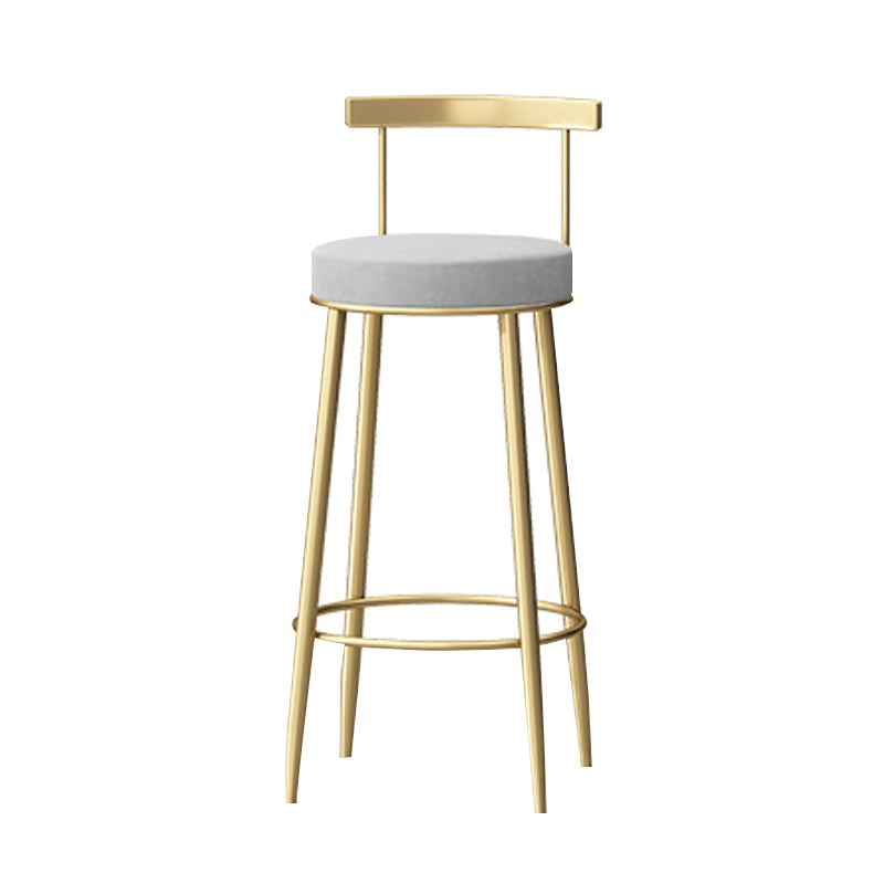 Taburete de bar sin brazos con respaldo Glam, taburete de bar para el hogar de hierro con cojín
