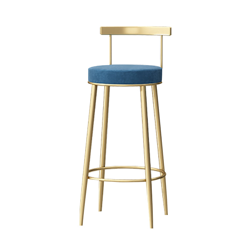 Taburete de bar sin brazos con respaldo Glam, taburete de bar para el hogar de hierro con cojín