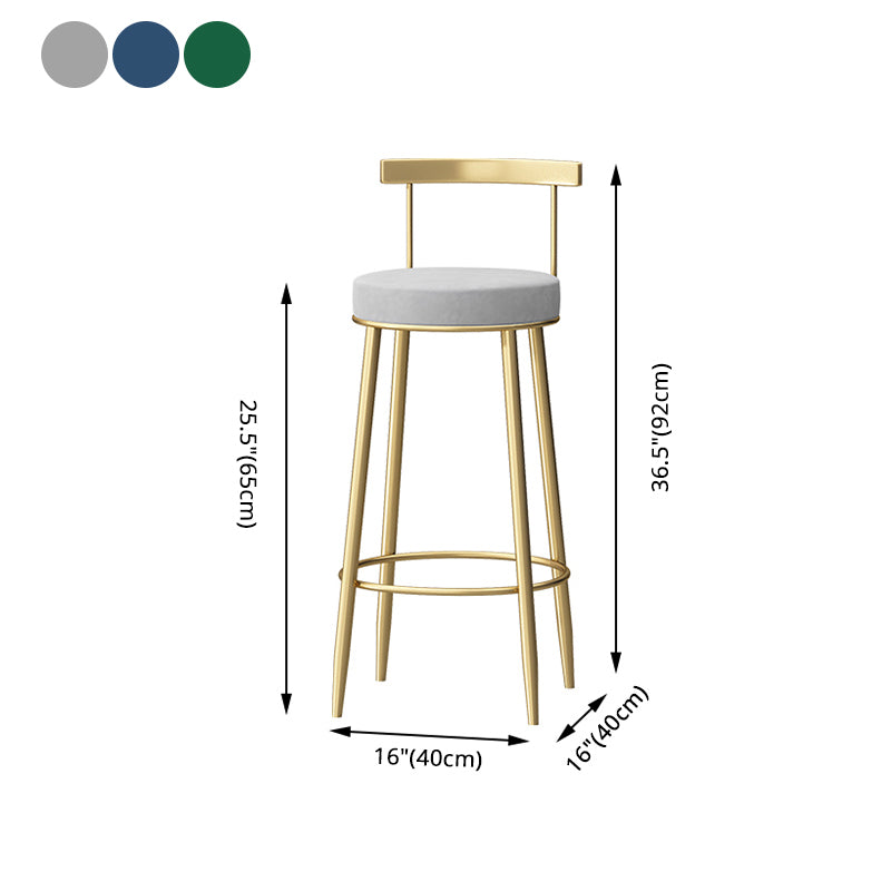 Taburete de bar sin brazos con respaldo Glam, taburete de bar para el hogar de hierro con cojín