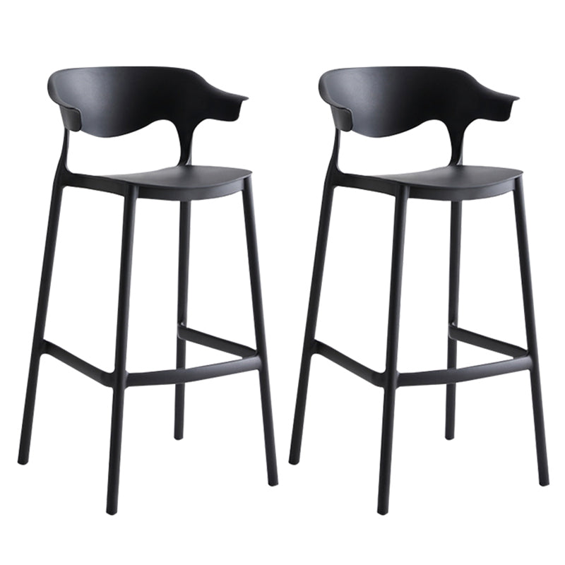 29-inch Modern Counter Bar Stool Armed Plastic Indoor Bar Stool with Footrest