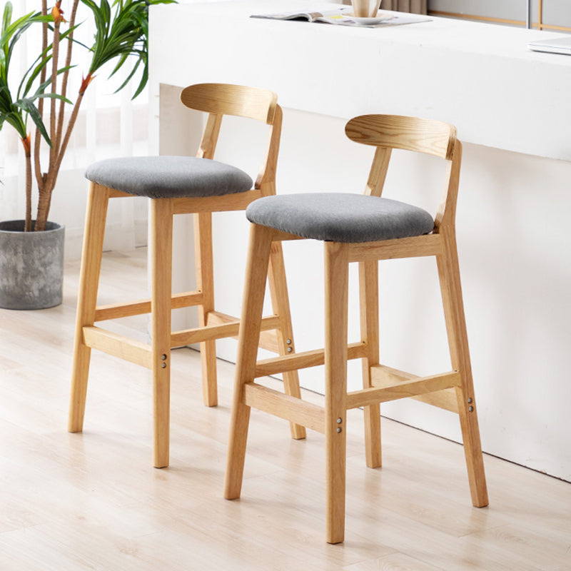 Taburete de bar sin brazos con respaldo moderno, taburete de bar de madera para tienda de té con leche con cojín