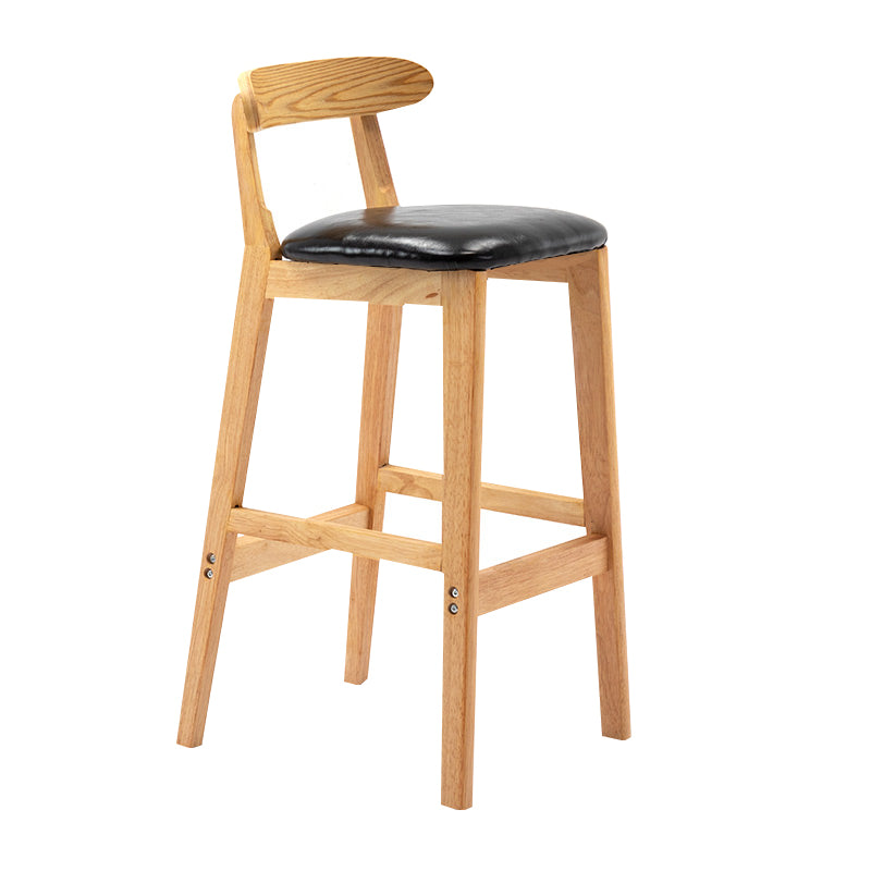 Taburete de bar sin brazos con respaldo moderno, taburete de bar de madera para tienda de té con leche con cojín