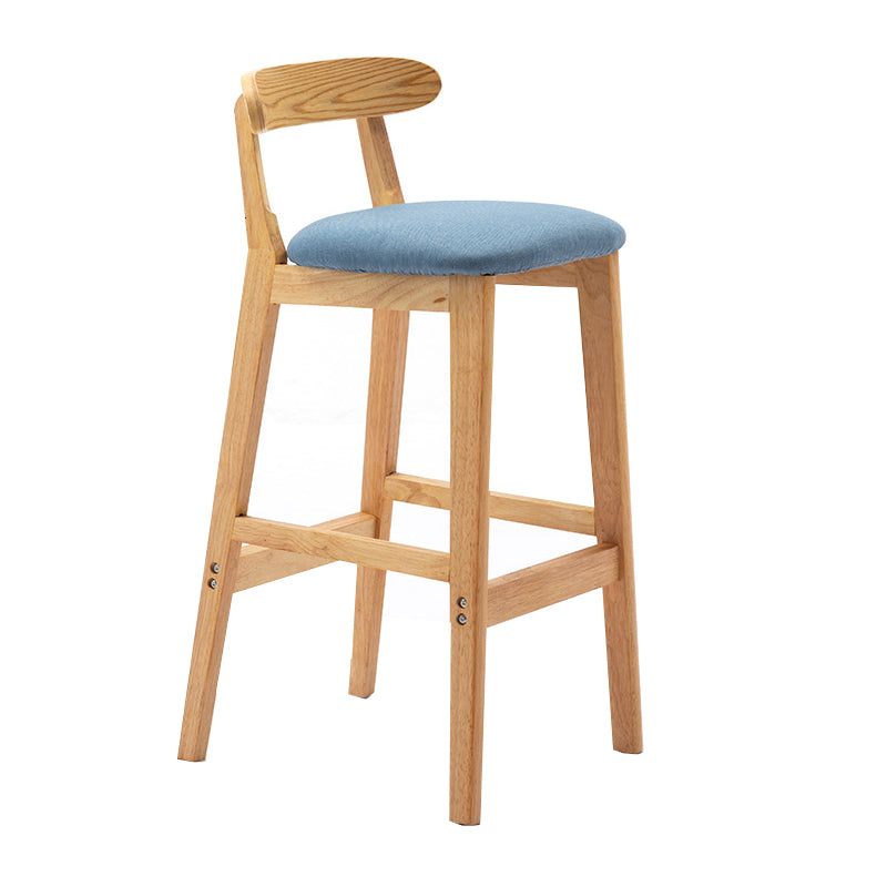 Taburete de bar sin brazos con respaldo moderno, taburete de bar de madera para tienda de té con leche con cojín