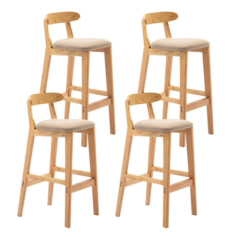 Taburete de bar sin brazos con respaldo moderno, taburete de bar de madera para tienda de té con leche con cojín