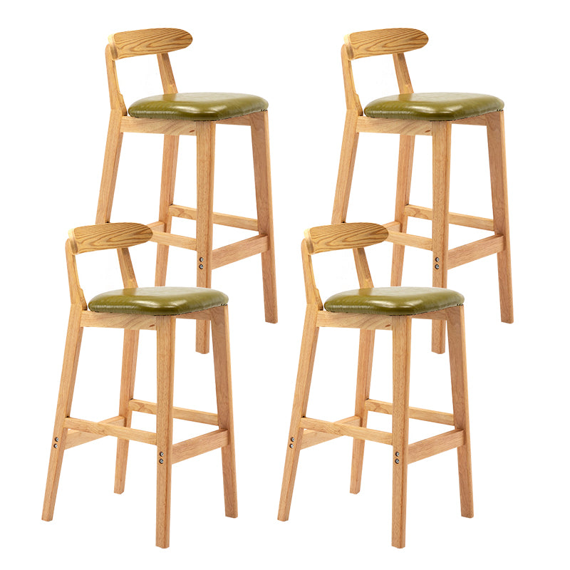 Taburete de bar sin brazos con respaldo moderno, taburete de bar de madera para tienda de té con leche con cojín