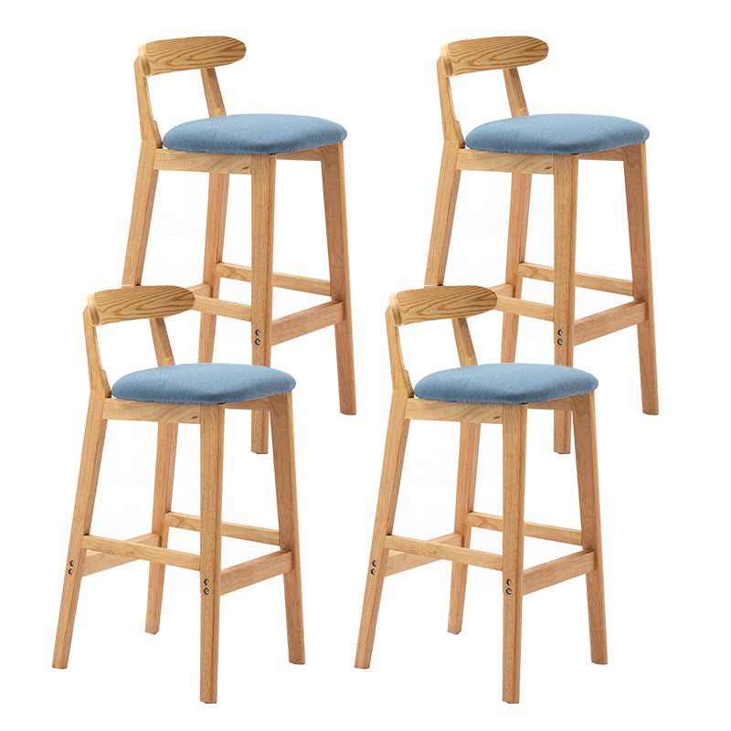 Taburete de bar sin brazos con respaldo moderno, taburete de bar de madera para tienda de té con leche con cojín