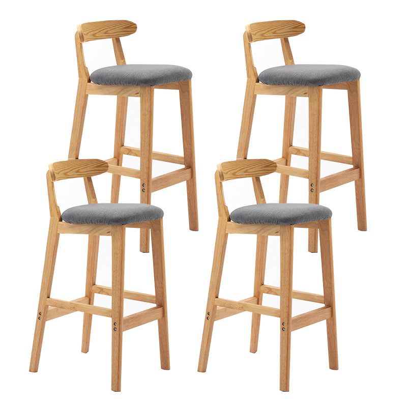 Taburete de bar sin brazos con respaldo moderno, taburete de bar de madera para tienda de té con leche con cojín