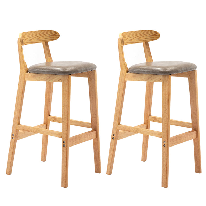Taburete de bar sin brazos con respaldo moderno, taburete de bar de madera para tienda de té con leche con cojín