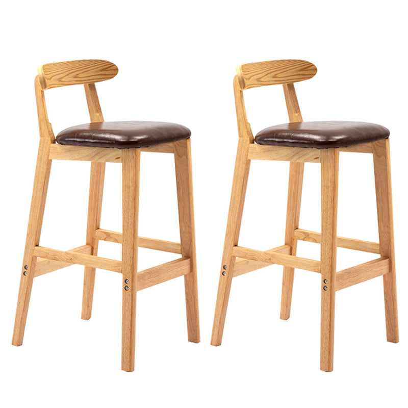 Taburete de bar sin brazos con respaldo moderno, taburete de bar de madera para tienda de té con leche con cojín