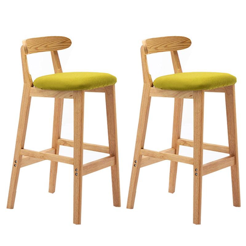 Taburete de bar sin brazos con respaldo moderno, taburete de bar de madera para tienda de té con leche con cojín