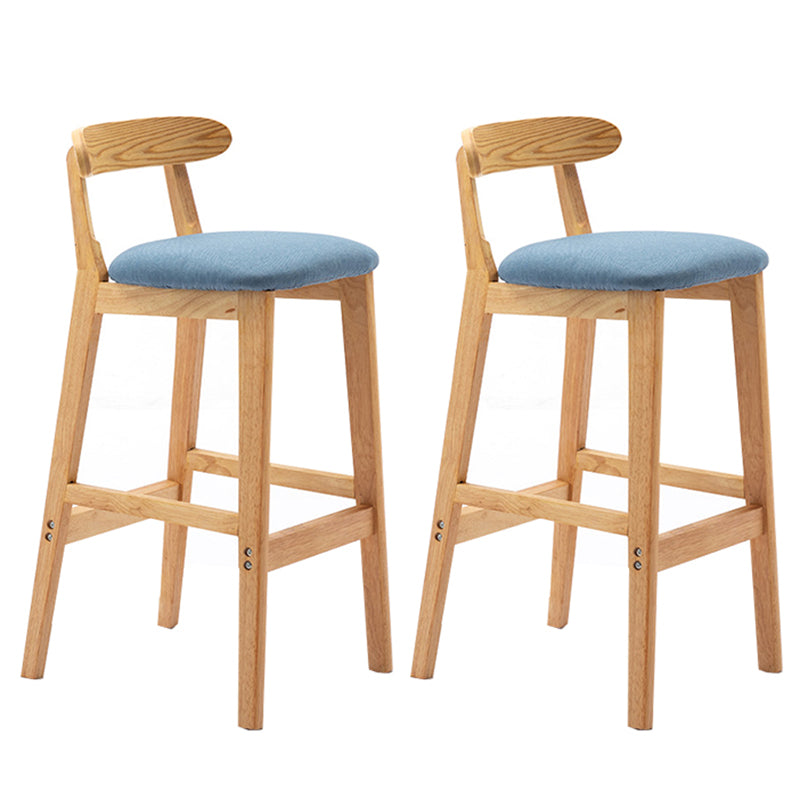 Taburete de bar sin brazos con respaldo moderno, taburete de bar de madera para tienda de té con leche con cojín